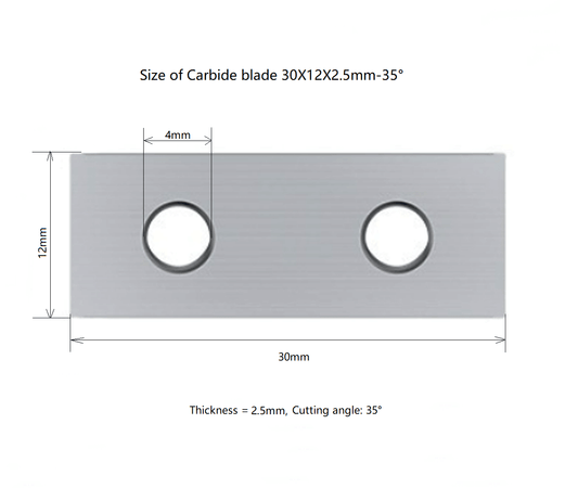 Size of Carbide blade 30X12X2.5mm-35°