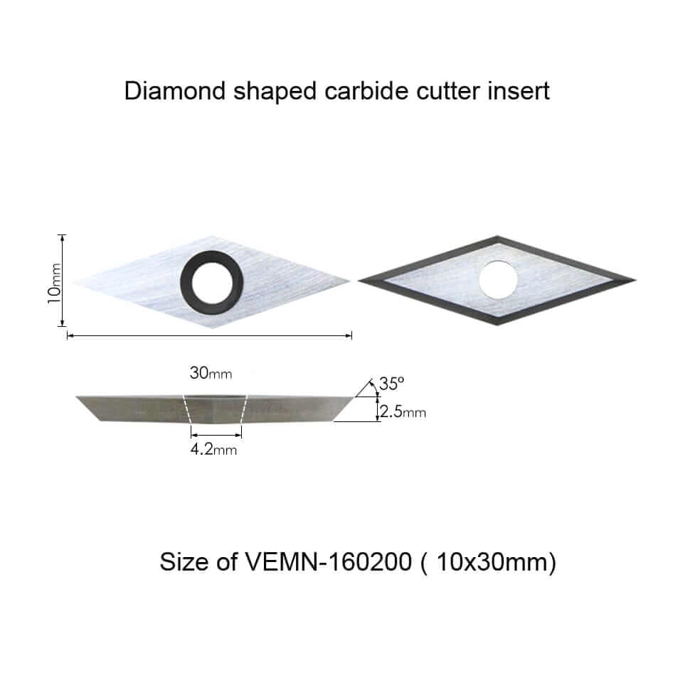 Size of VEMN160200 carbide insert