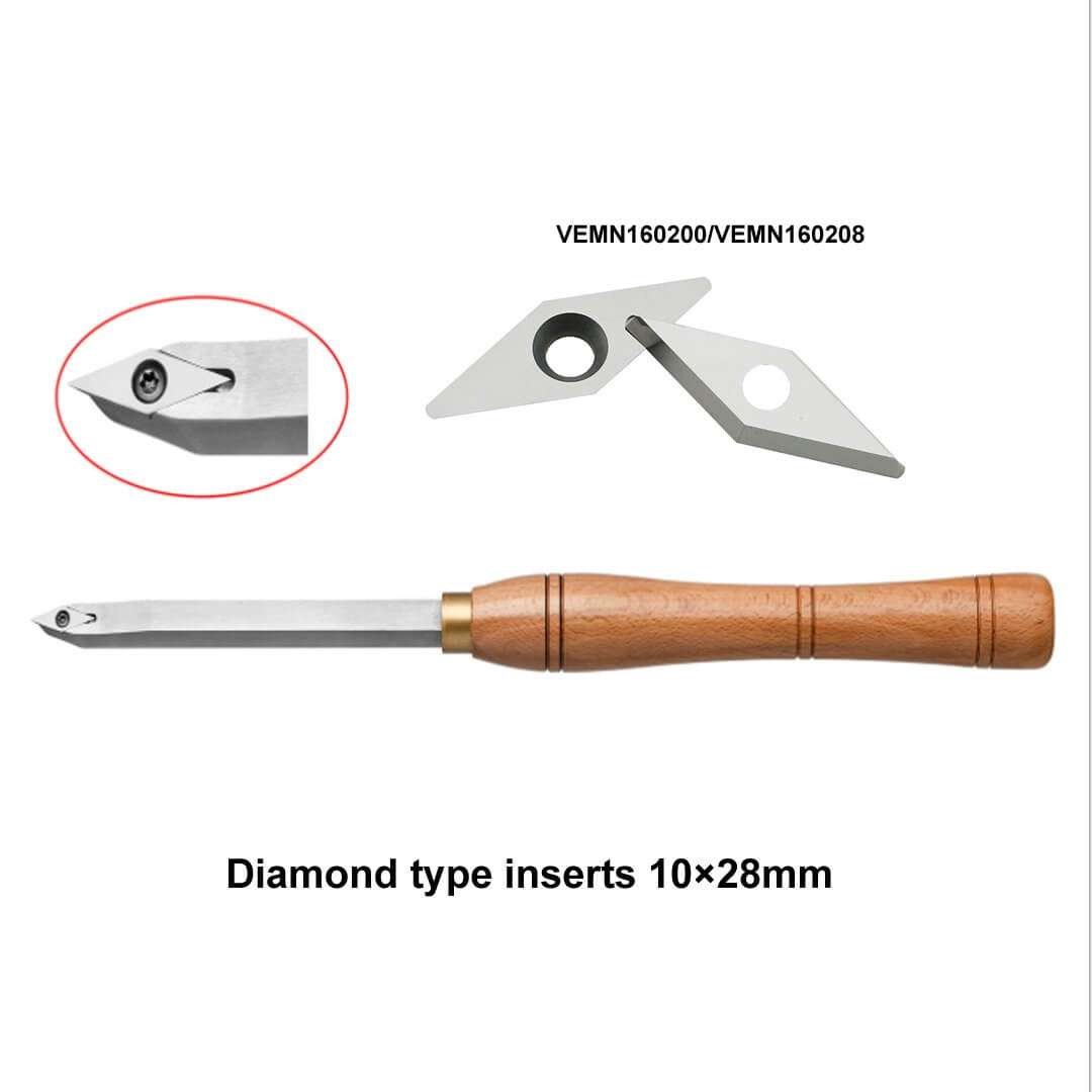 Wood Handheld Turning Tool Mid Size Handle Set with diamond insert