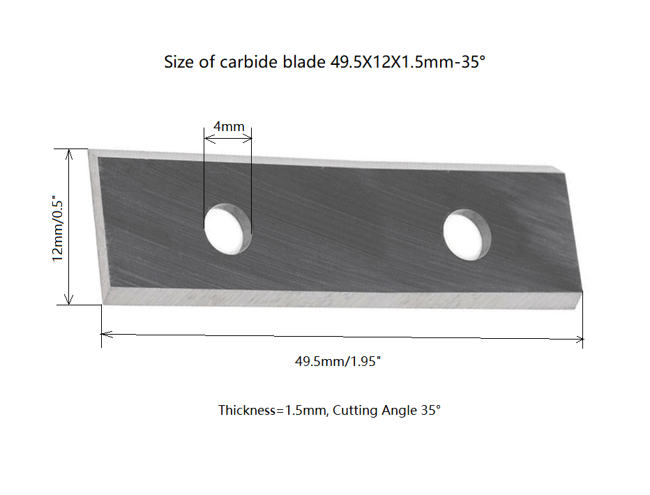 size of carbide insert knife 49.5X12X1.5mm