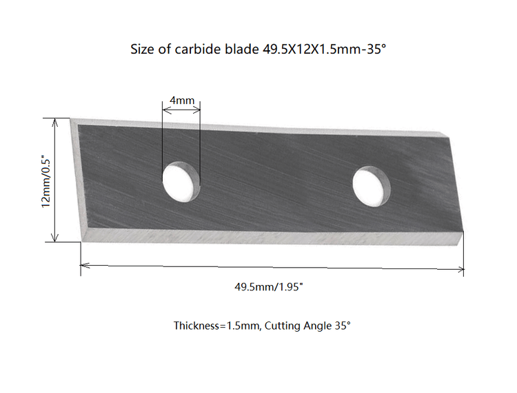Rectangle Carbide Insert Knives 49.5x12X1.5mm-35°
