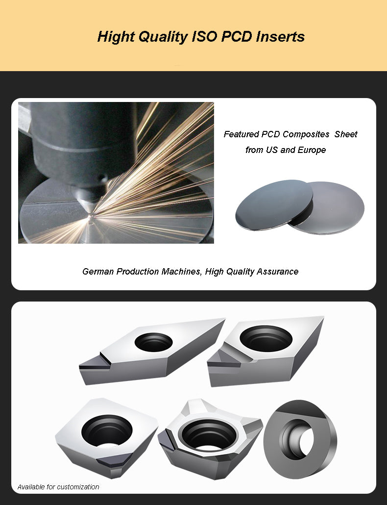 PCD Inserts DCGW for Aluminum Alloy, Non-metal &Wood Plank