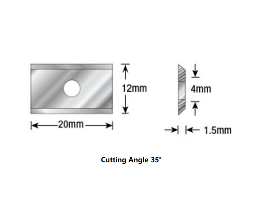 size of 20x12x1.5mm carbide insert