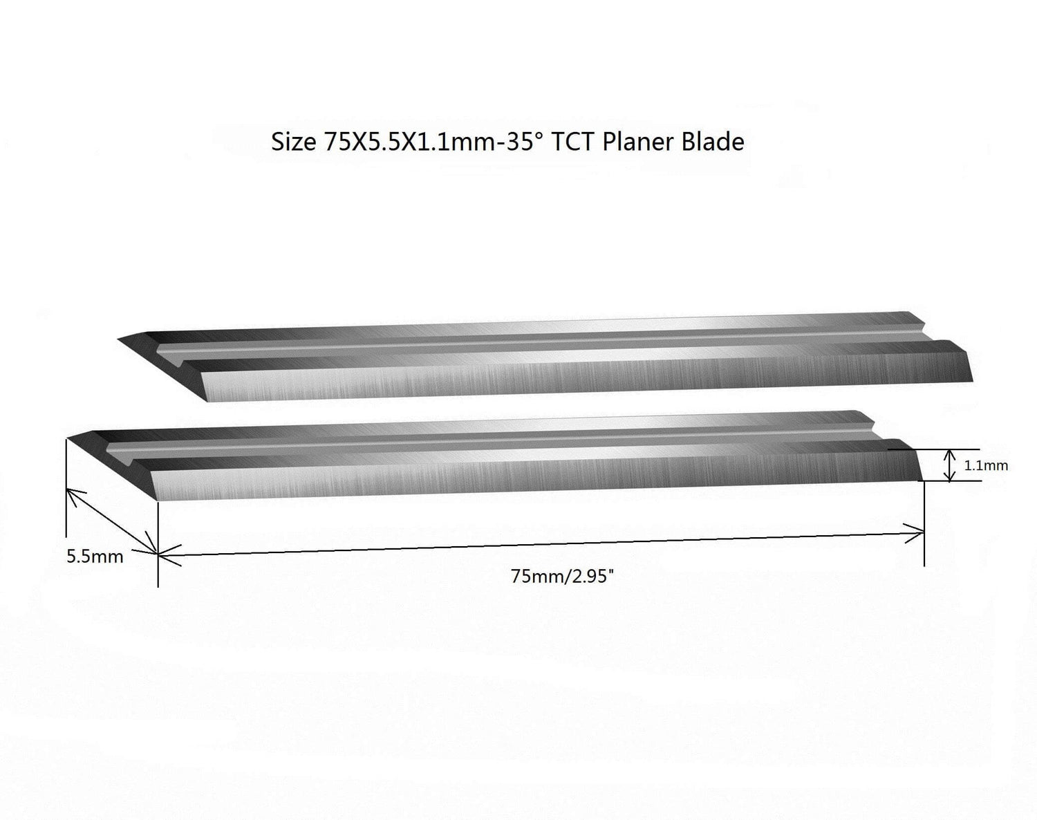 size of carbide planer blade 75x5.5x1.1mm