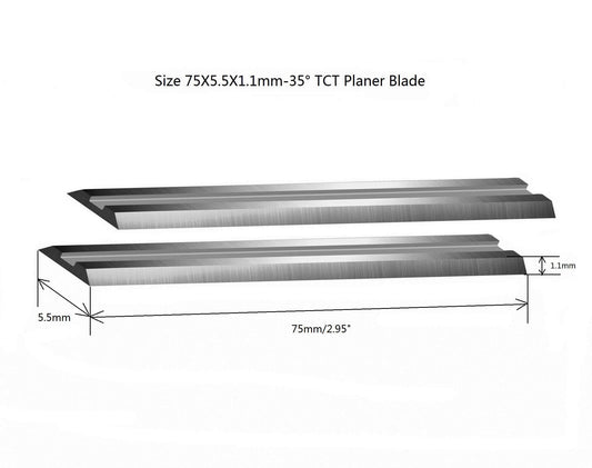 size of carbide planer blade 75x5.5x1.1mm