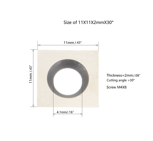 size of insert -11X11X2mmX30°